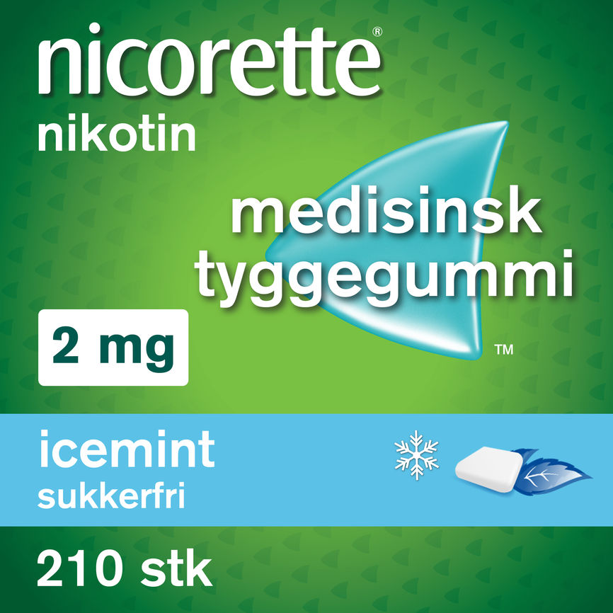 Nicorette Icemint tyggegummi 2 mg nikotin, slutte å røyke