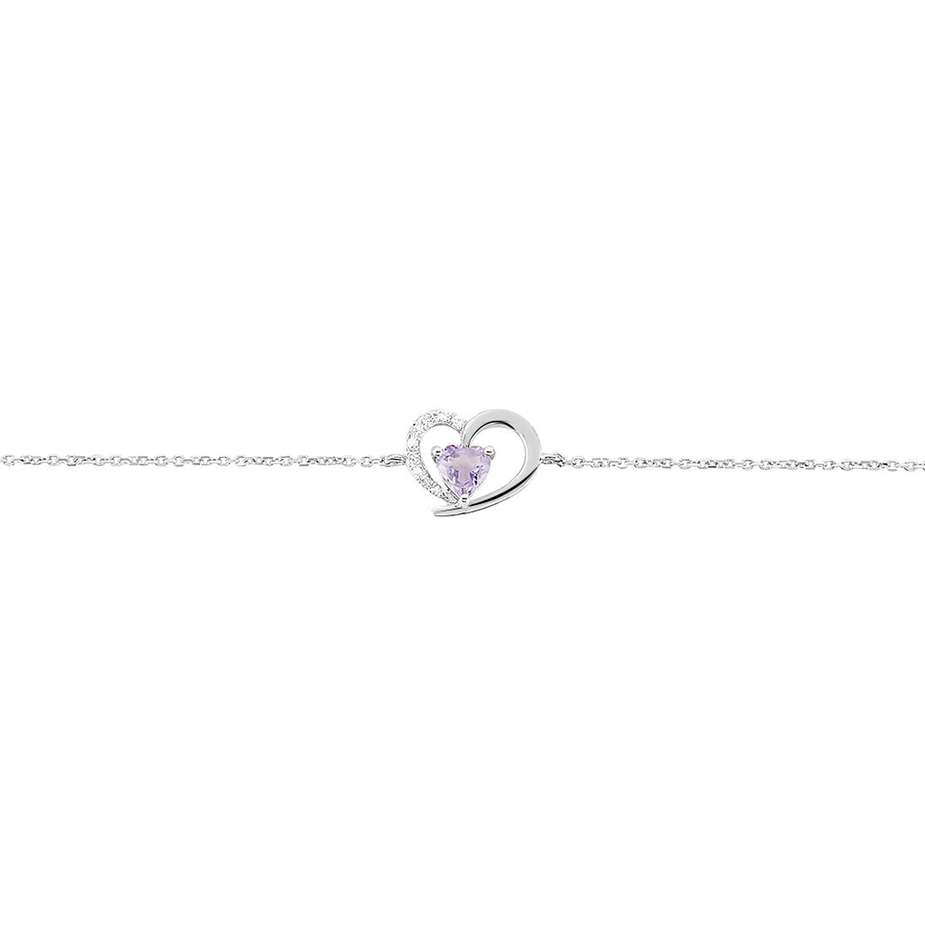 Bracelet Eliana Or Blanc Amethyste Et Oxyde De Zirconium