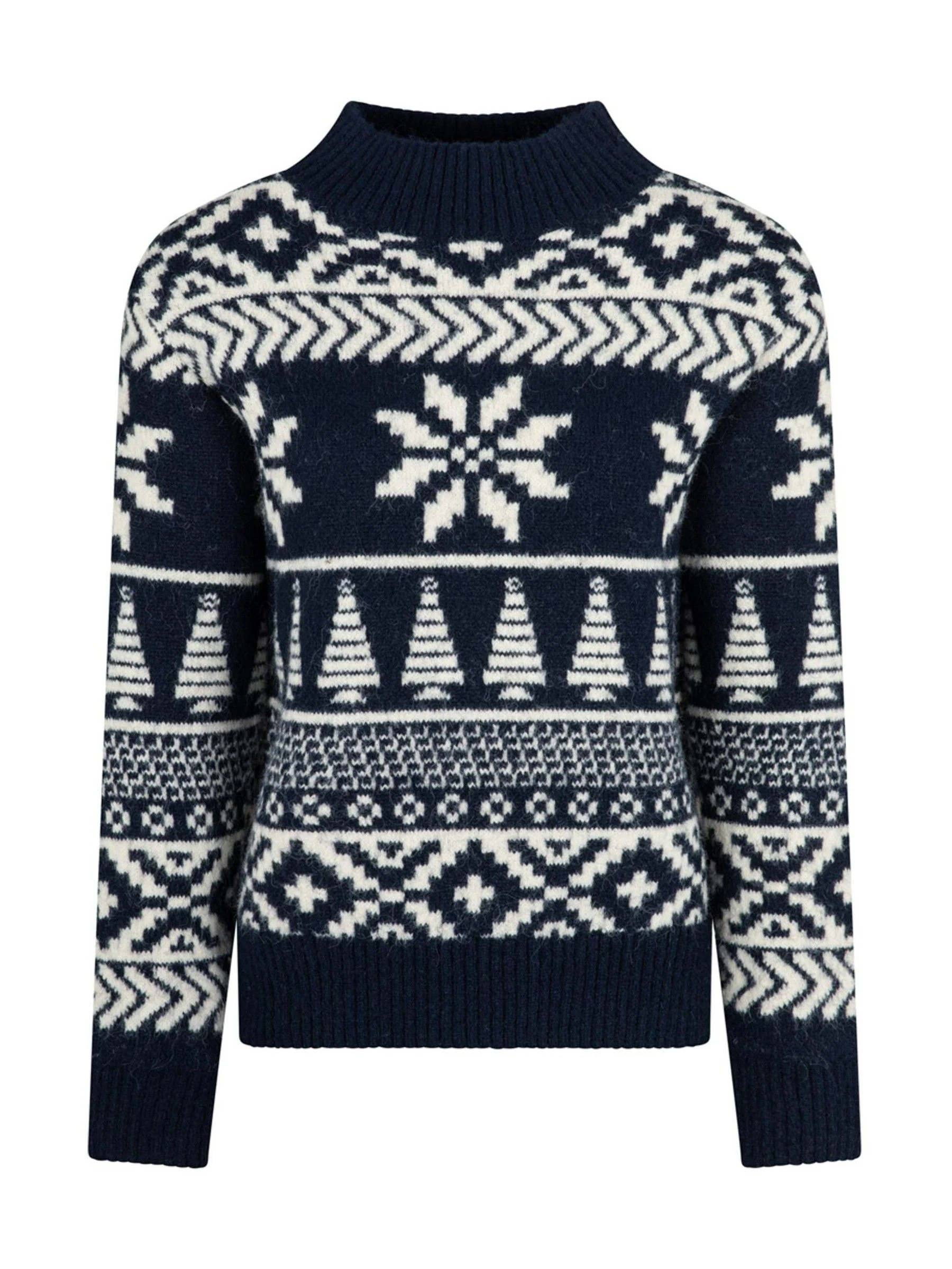 Blauw - The Little Tailor Chunky Tweekleurige Fairisle Kerstmis Trui