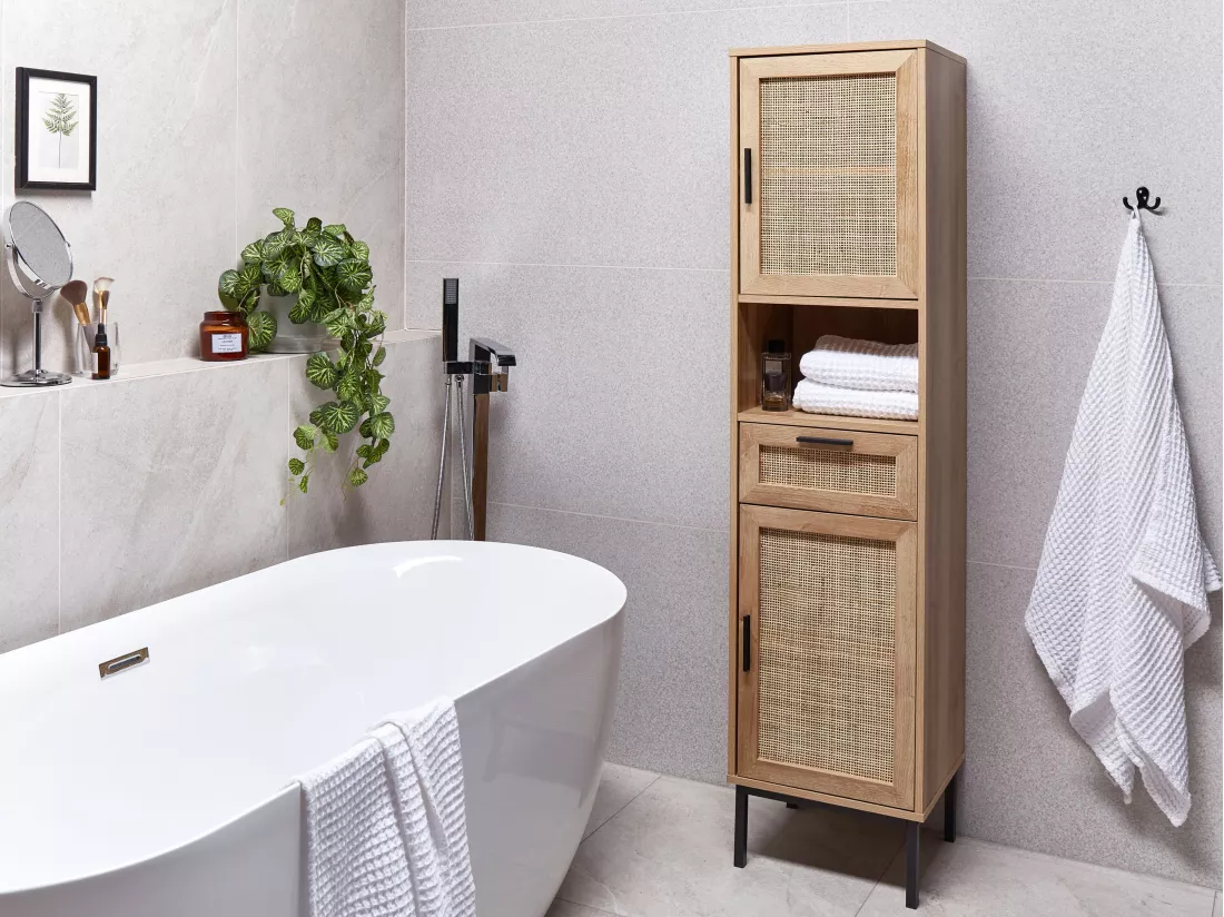 Meuble haut ROSELL 40 cm 36 cm 165 cm Marron clair