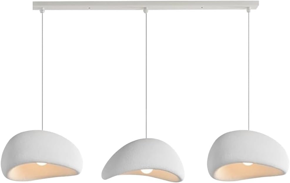 Wabi Sabi Pendelleuchte 3 Flammig E27 Weiß Unregelmäßiges Design Höhenverstellbar Kronleuchter Moderne Hängeleuchte Für Esstisch Wohnzimmer Esszimmer Schlafzimmer Küche Café(Long)