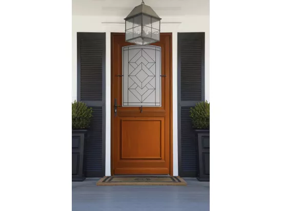 Porte D'Entrée Bois Vitrée, Elma, H,215Xl,90 P, Droit Cote Tableau