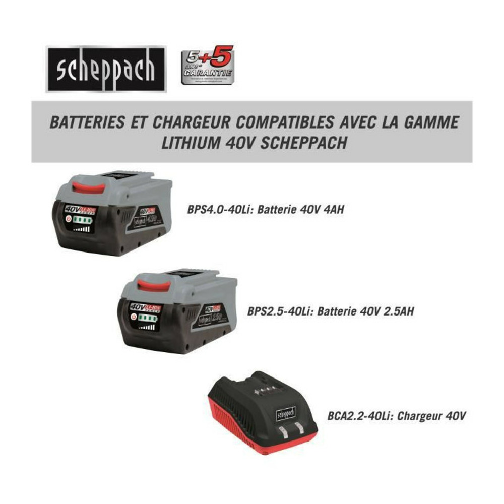 Tronçonneuse sans fil scheppach 40v - sans batterie sans chargeur - cs350-40li