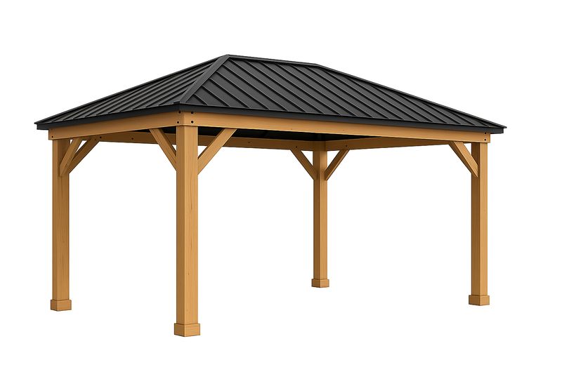 Holzpavillon mit Metalldach Schwarz 400x300x300cm