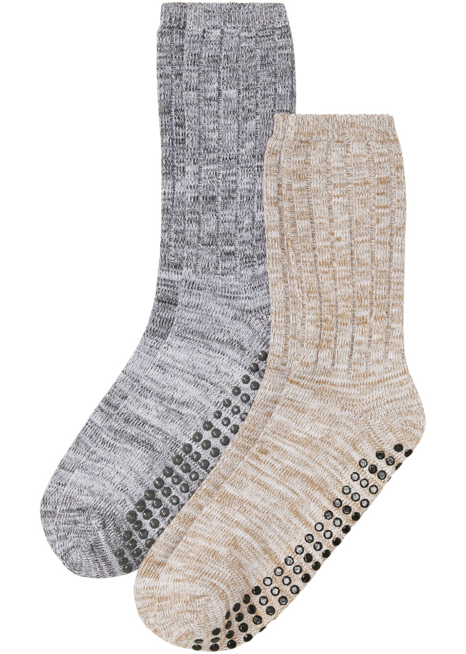 Lot de 2 paires de chaussettes d'intérieur avec semelle antidérapante