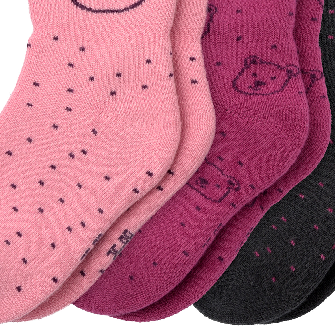 Topomini 3 Paar Baby Frottee-Socken mit Bärchen-Motiv rot