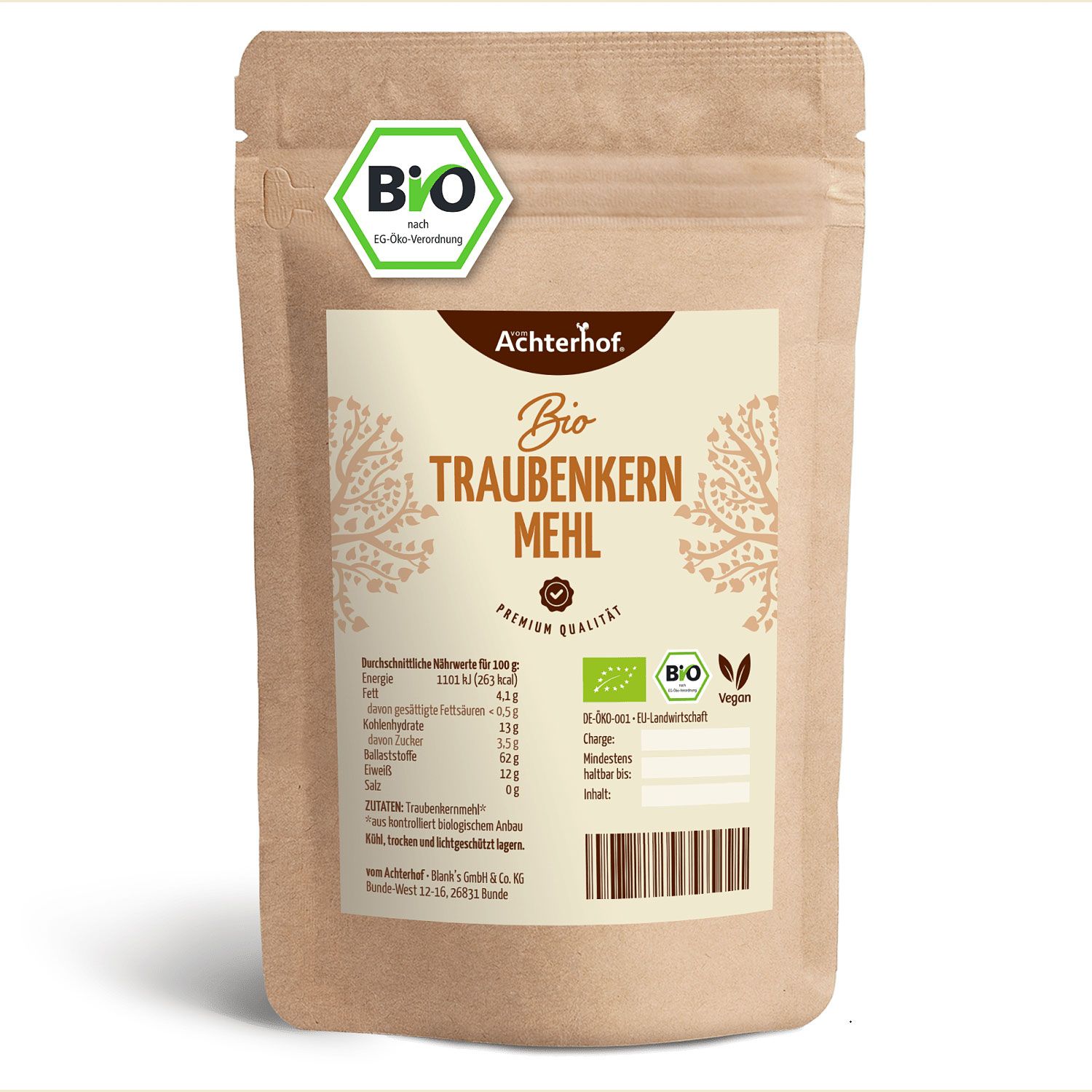 Achterhof Bio Traubenkern Mehl