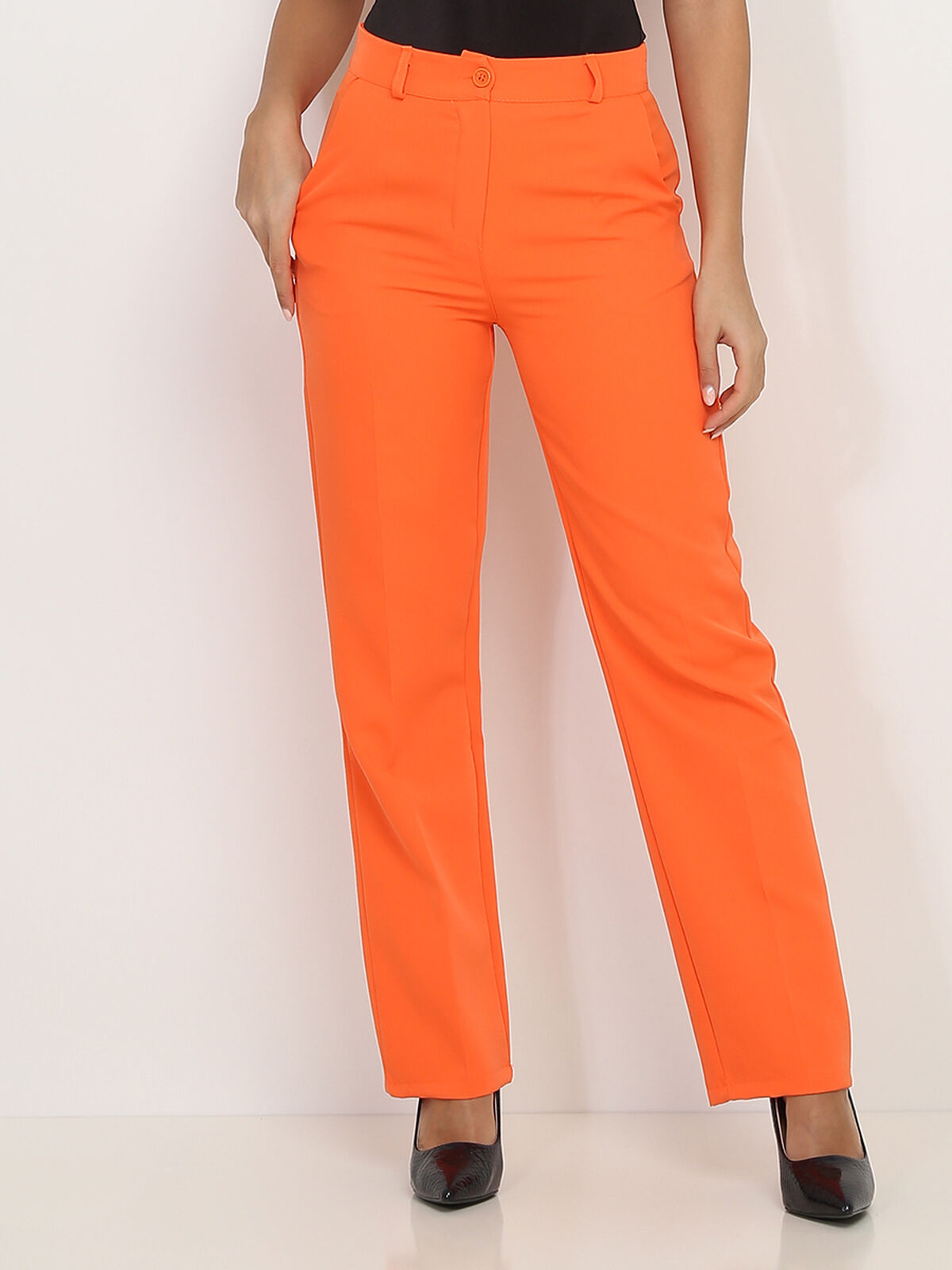 Pantalon classique droit- orange