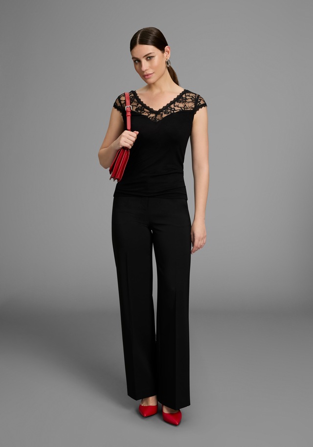 Melrose Spitzenshirt , taillierter Schnitt,  elastisches Material,  mit Spitzenband