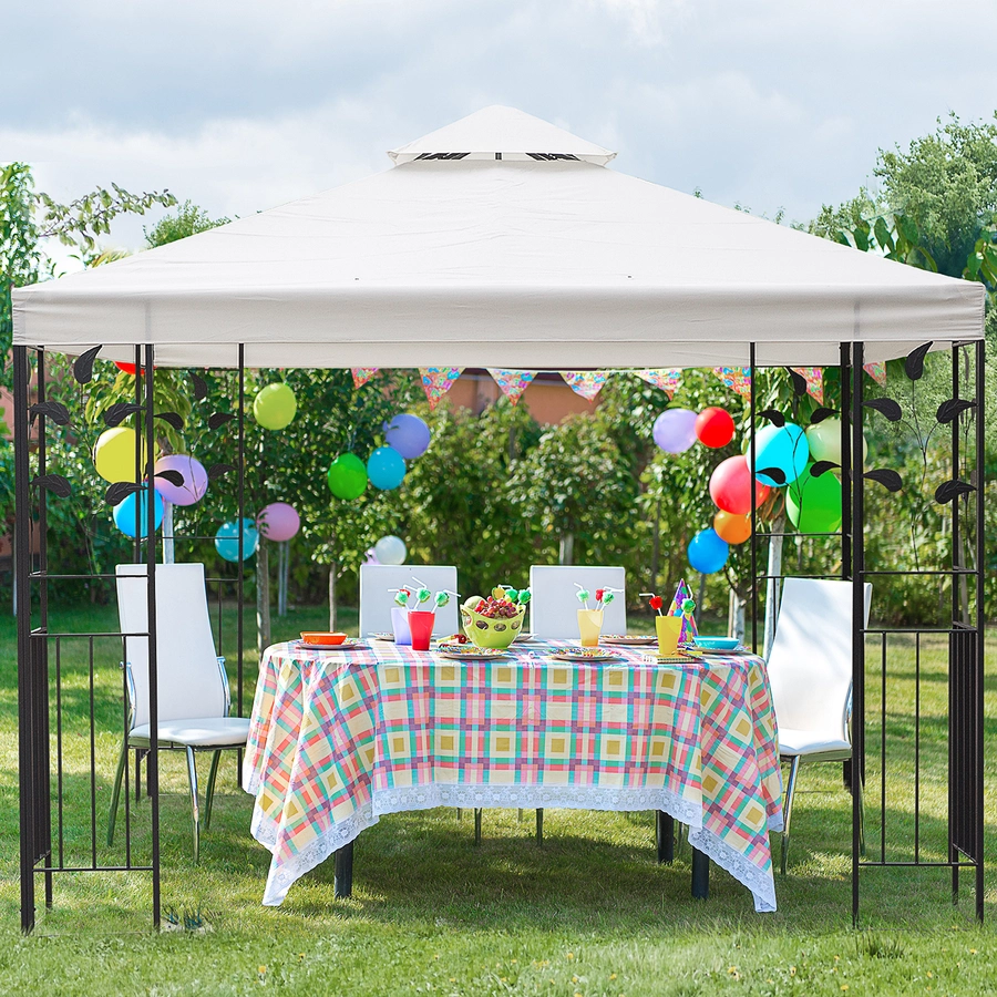 Outsunny Gartenpavillon mit Doppeldach bunt