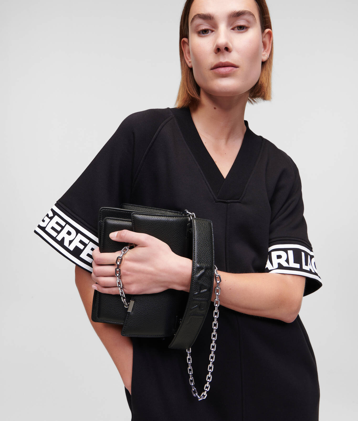 SAC PORTÉ ÉPAULE K/SEVEN EN CUIR GRAINÉ - Noir