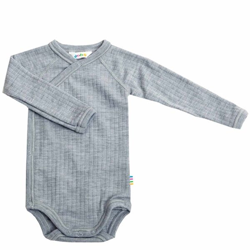 Uld Rib Gråmeleret Body Kryds - Joha → Luksusbaby.dk