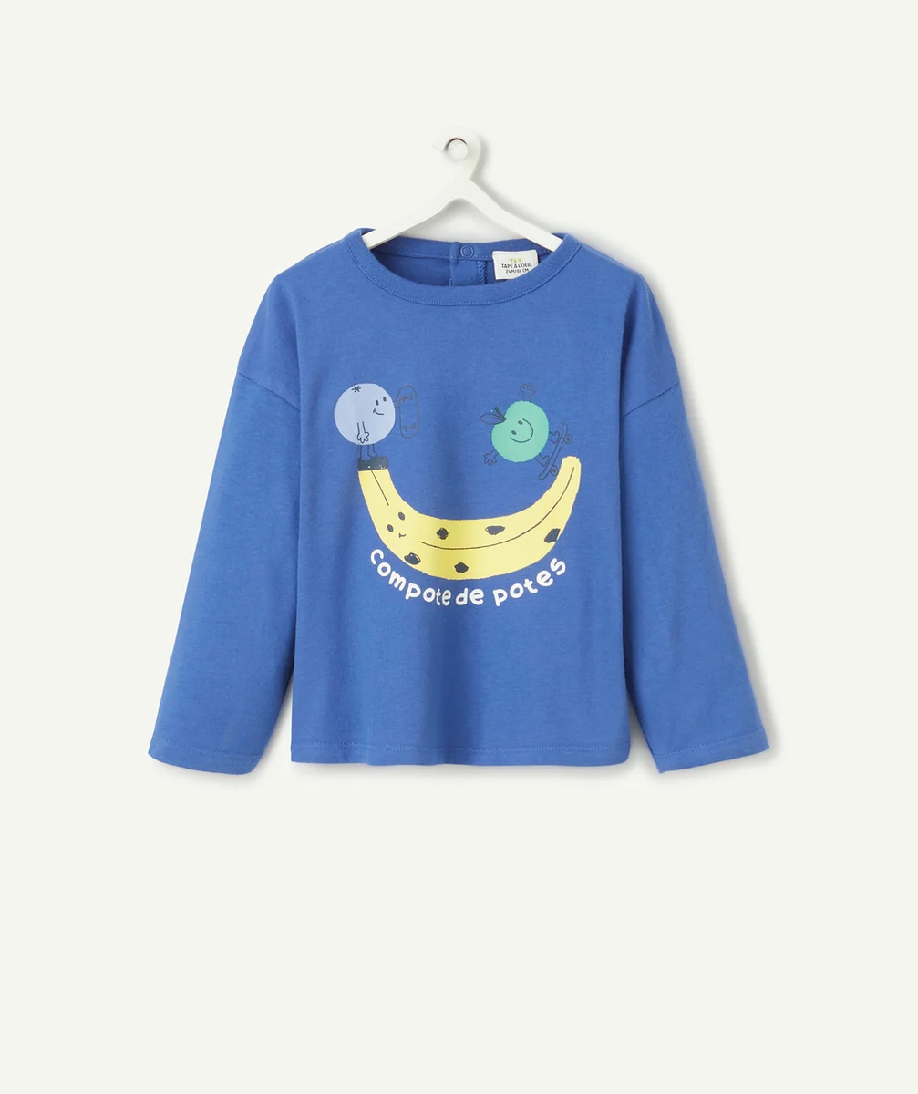 T-SHIRT BÉBÉ GARÇON EN COTON BIO BLEU AVEC FRUITS