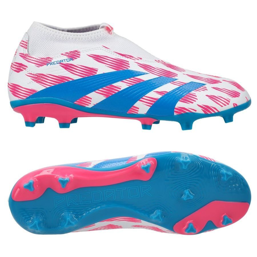 adidas Predator League Laceless FG Reemergence - Blanc/Bleu/Rose Enfant