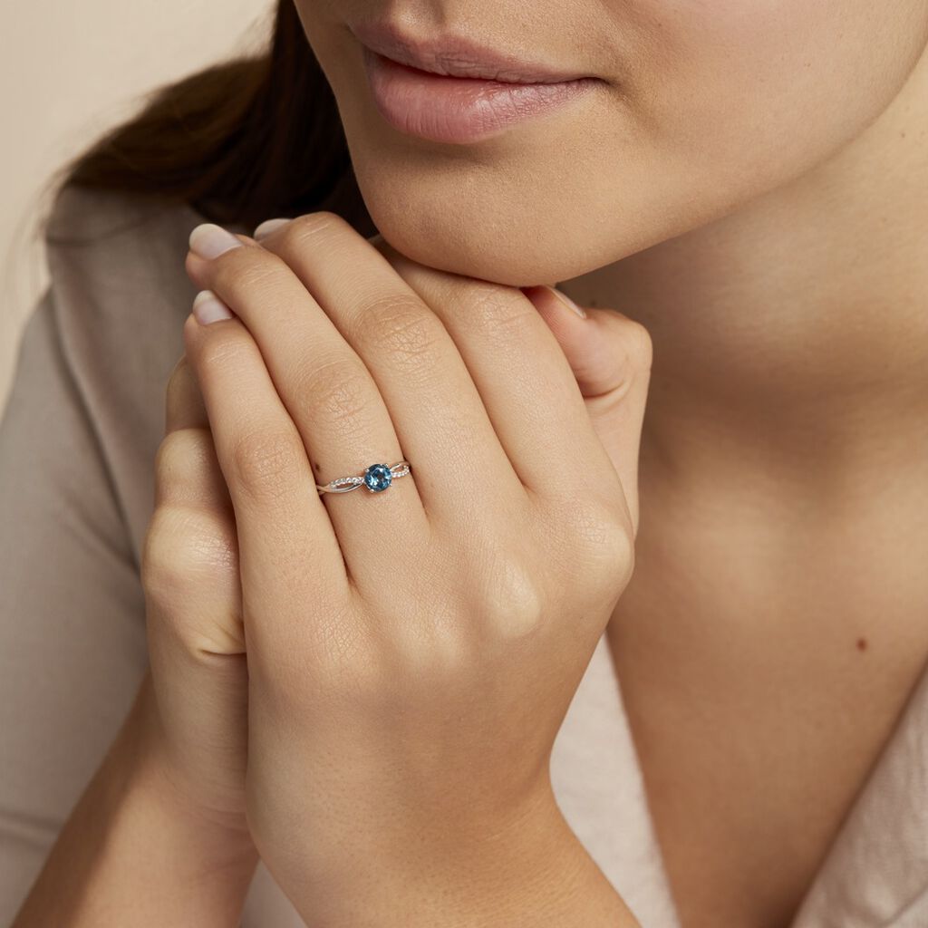 Bague Lalia Or Blanc Topaze Et Oxyde De Zirconium