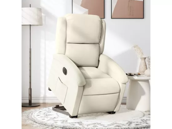Fauteuil inclinable électrique crème velours