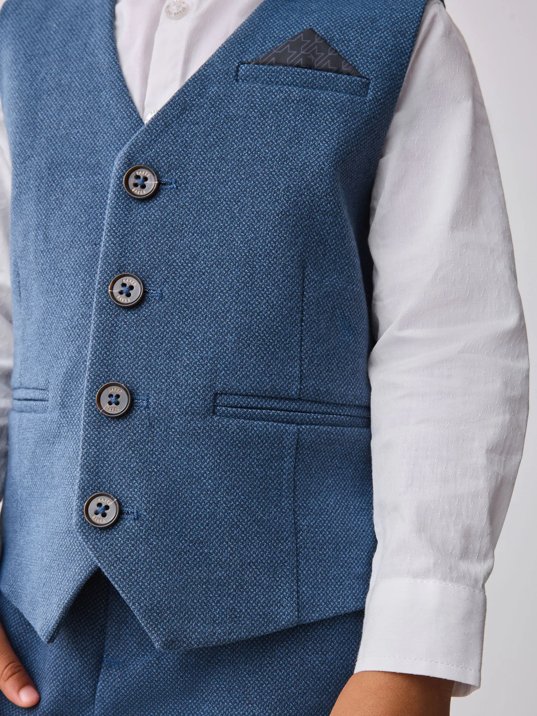 Blauw - Baker by Ted Baker set van gilet, overhemd en broek
