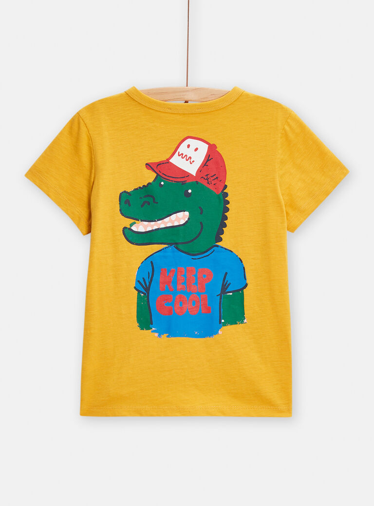 T-shirt jaune animation crocodile pour garçon