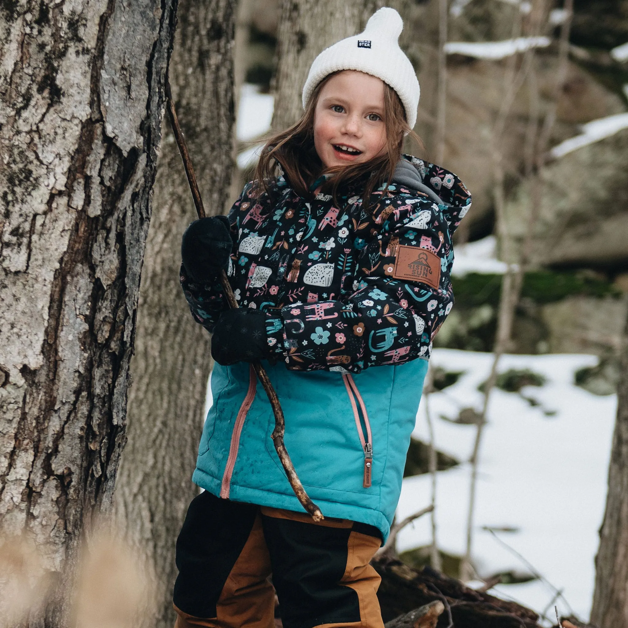 Rising Sun Habit de Neige Imprimé Chat 4-14ans