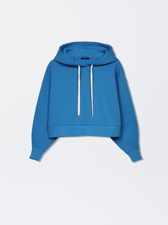 Moletom curto com capuz - Azul