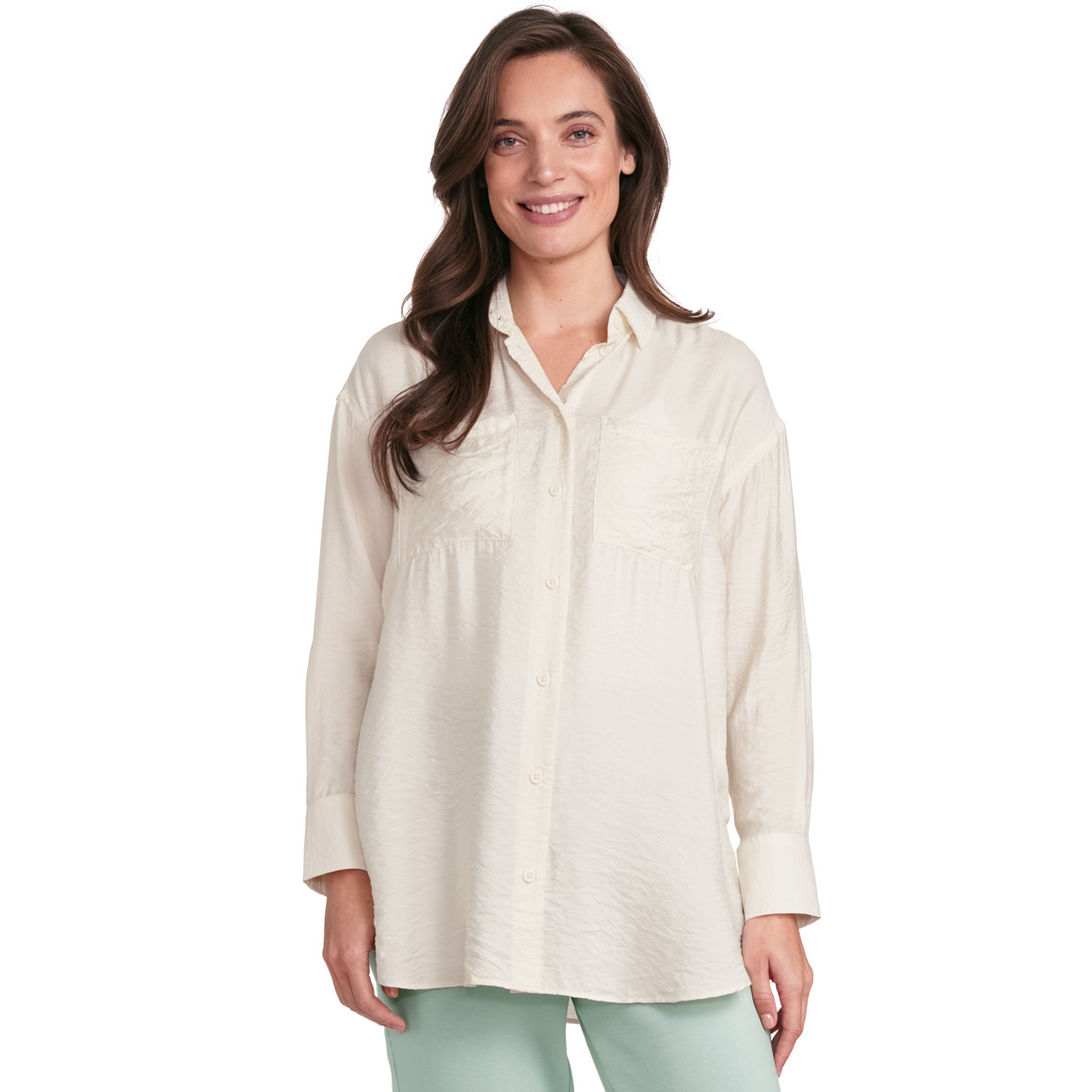 Gina Collection Damen Longbluse mit Kentkragen weiss