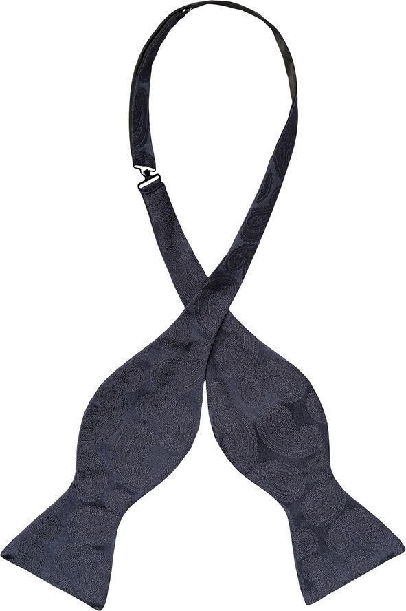 ETON Navy Blue Solid Silk Bow Tie - Self Tied Blå