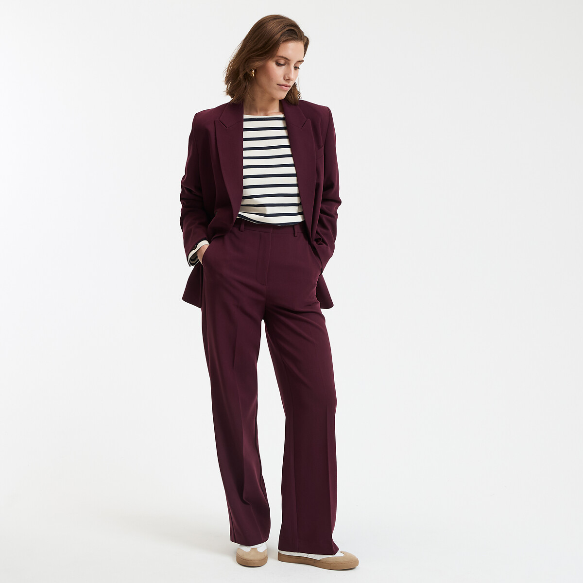 COLEÇÕES LA REDOUTE<br>Calças largas em poliviscose