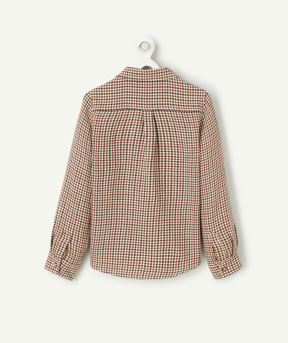 CHEMISE À CARREAUX GARÇON BLEU BLANC ET CAMEL