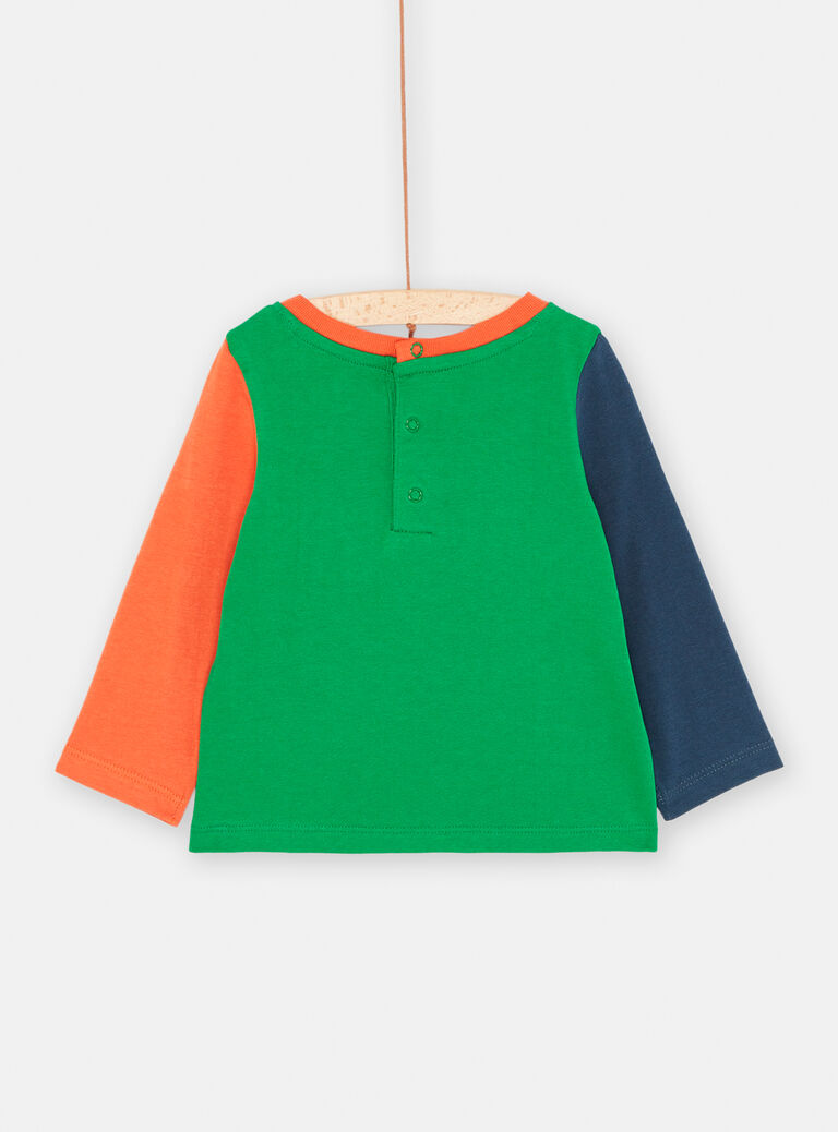 T-shirt vert à manches bicolores pour bébé garçon