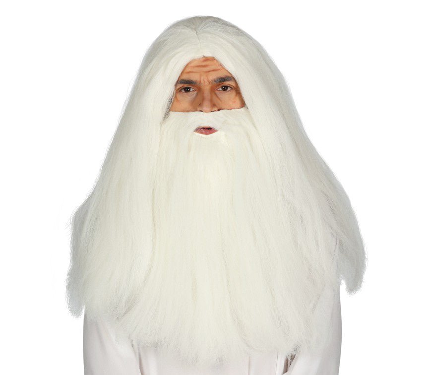 Halloween Pruik Baard Wit