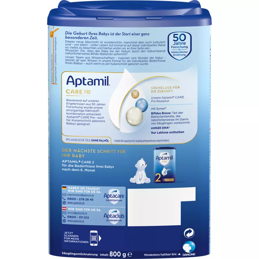 Aptamil Folgemilch 2 CARE 4x 800g nach dem 6. Monat