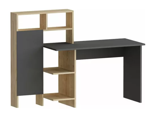 Bureau Calisma en chêne anthracite avec étagère - 135x60x111 cm, un espace de travail élégant