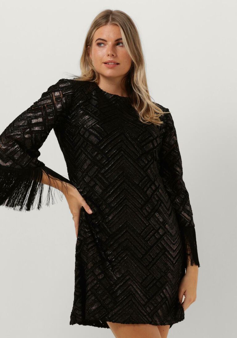 ANA ALCAZAR zwarte ana alcazar mini jurk 60s dress fringes