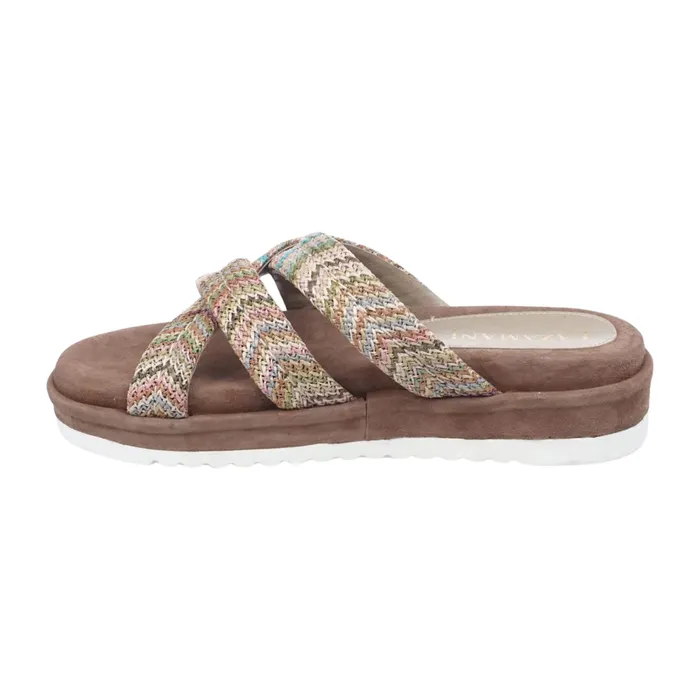 Lazamani Crossed Straps Raffia Platform Slippers Dames