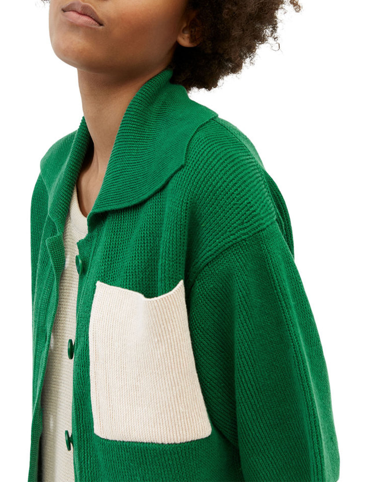 Marc O'Polo Gilet 100% Lin Maille Poche Bicol Kl vert
