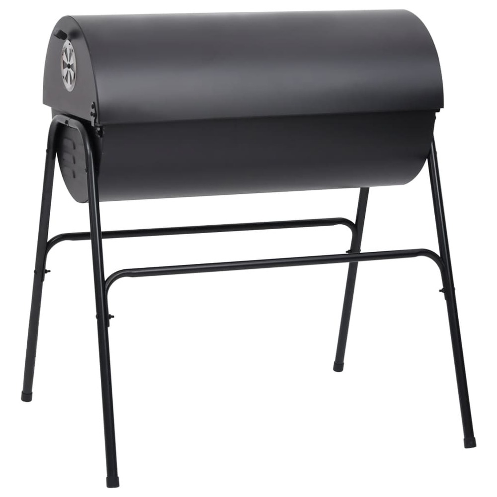 Gril à baril avec 2 grilles de cuisson noir 80x95x90 cm acier