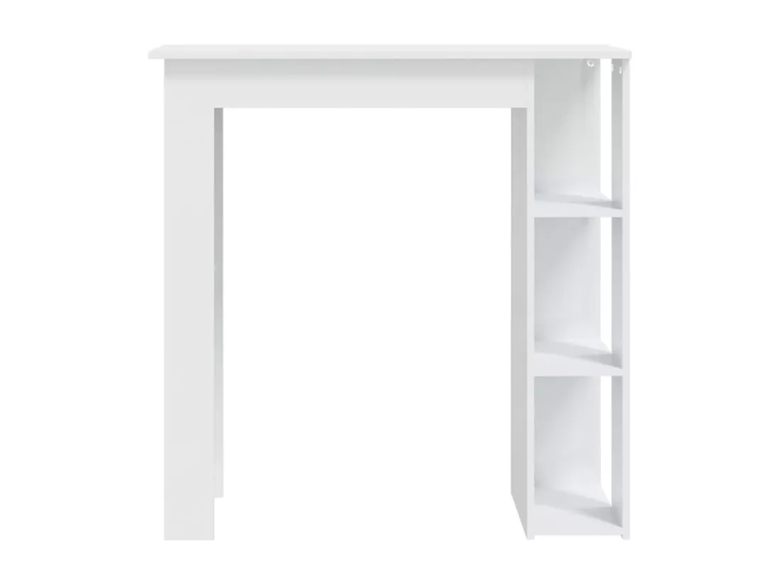 Table de bar et étagère Blanc brillant 102x50x103,5cm Aggloméré