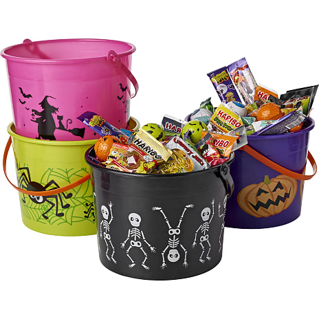Halloween trick-or-treat-spand H:15xØ:20 cm - flere varianter - assorteret