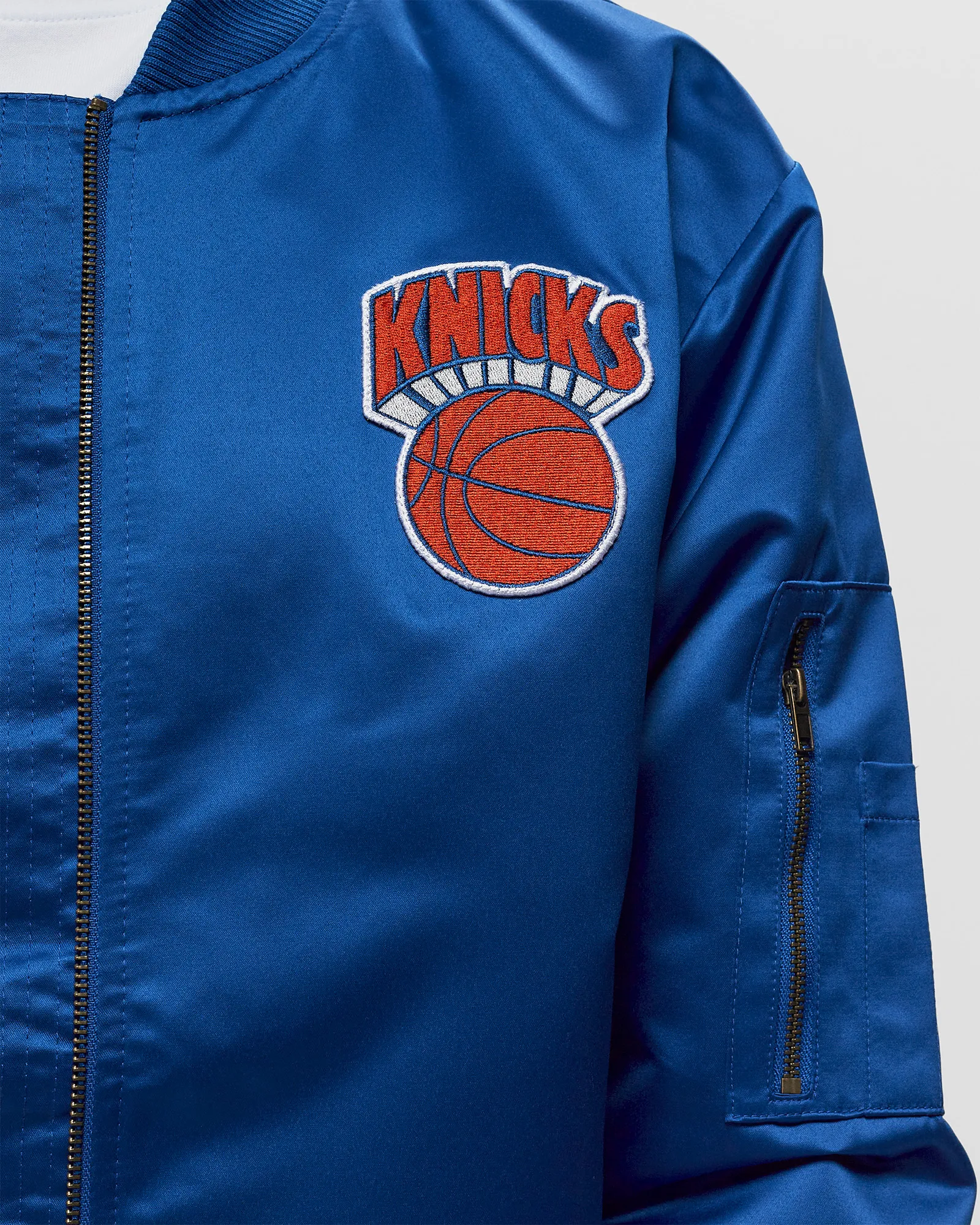 Mitchell & Ness NBA LIGHTWEIGHT SATIN BOMBER VINTAGE LOGO NEW YORK KNICKS