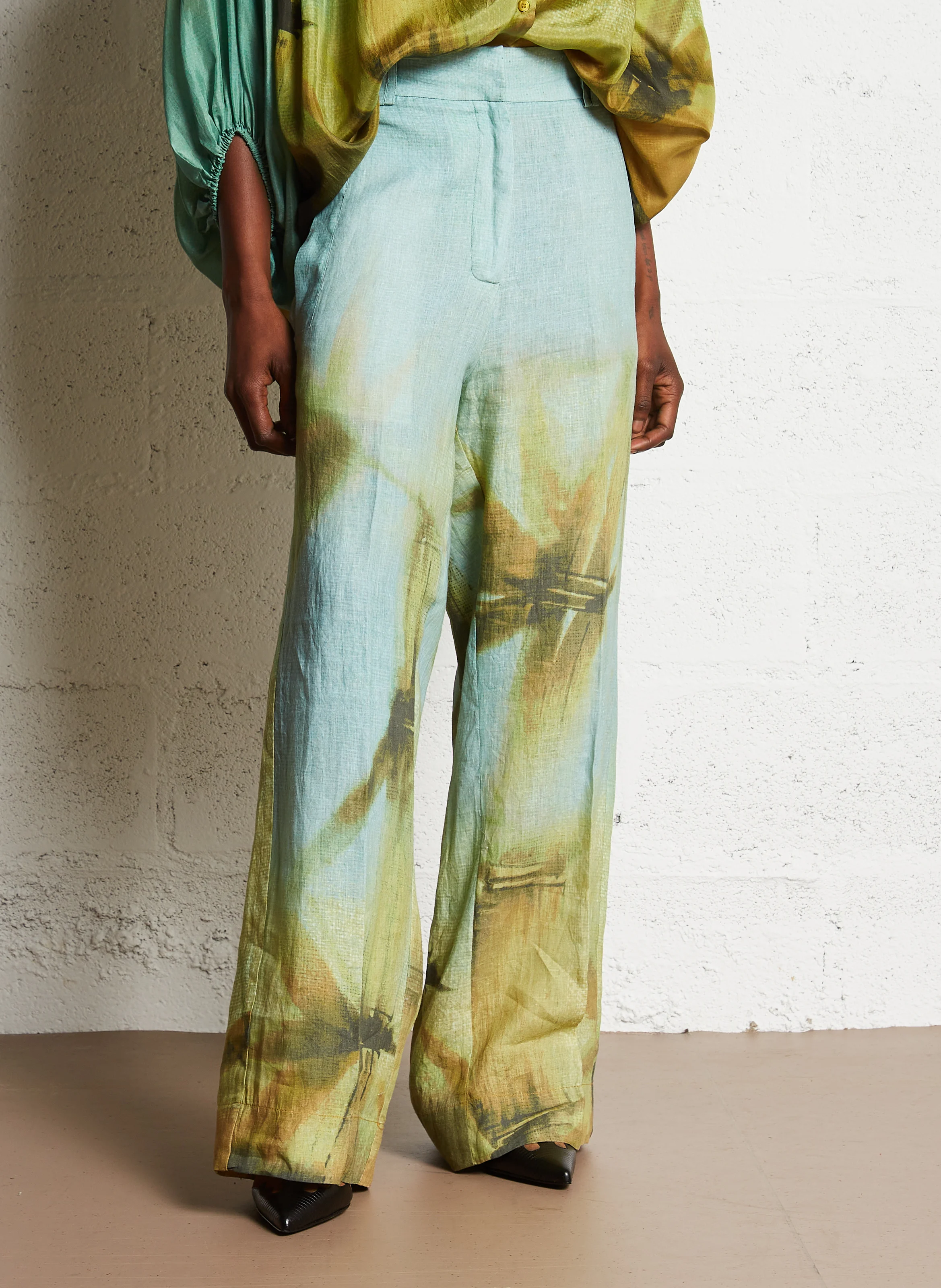 BEDULIS - Pantalon large taille haute | Beige