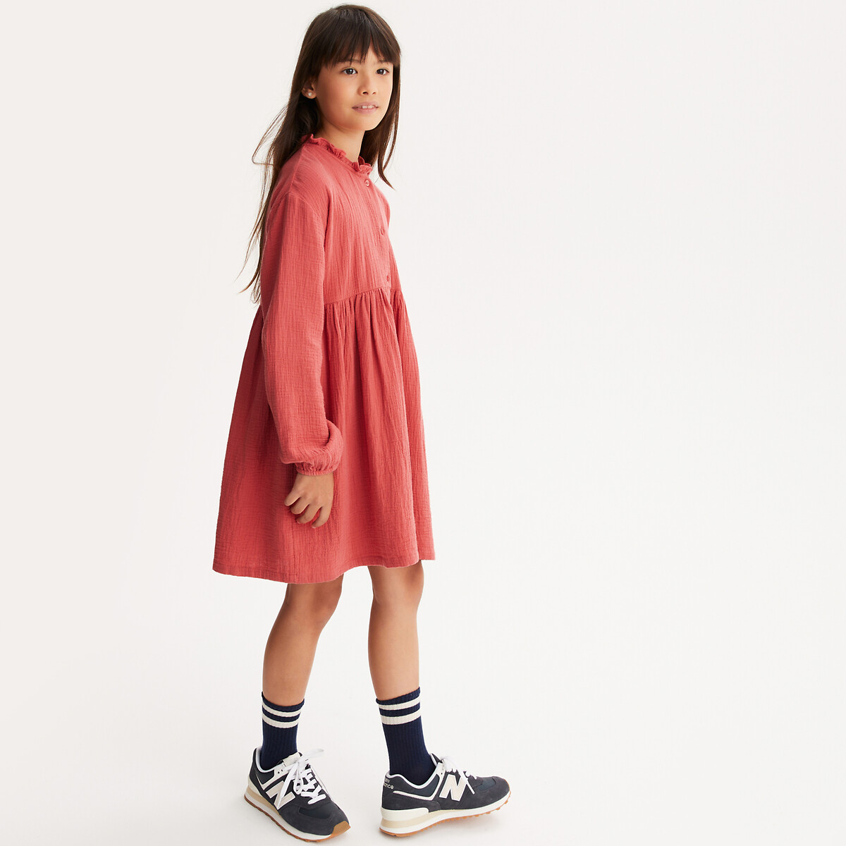 COLEÇÕES LA REDOUTE<br>Vestido reto com fechamento por botões em tetra