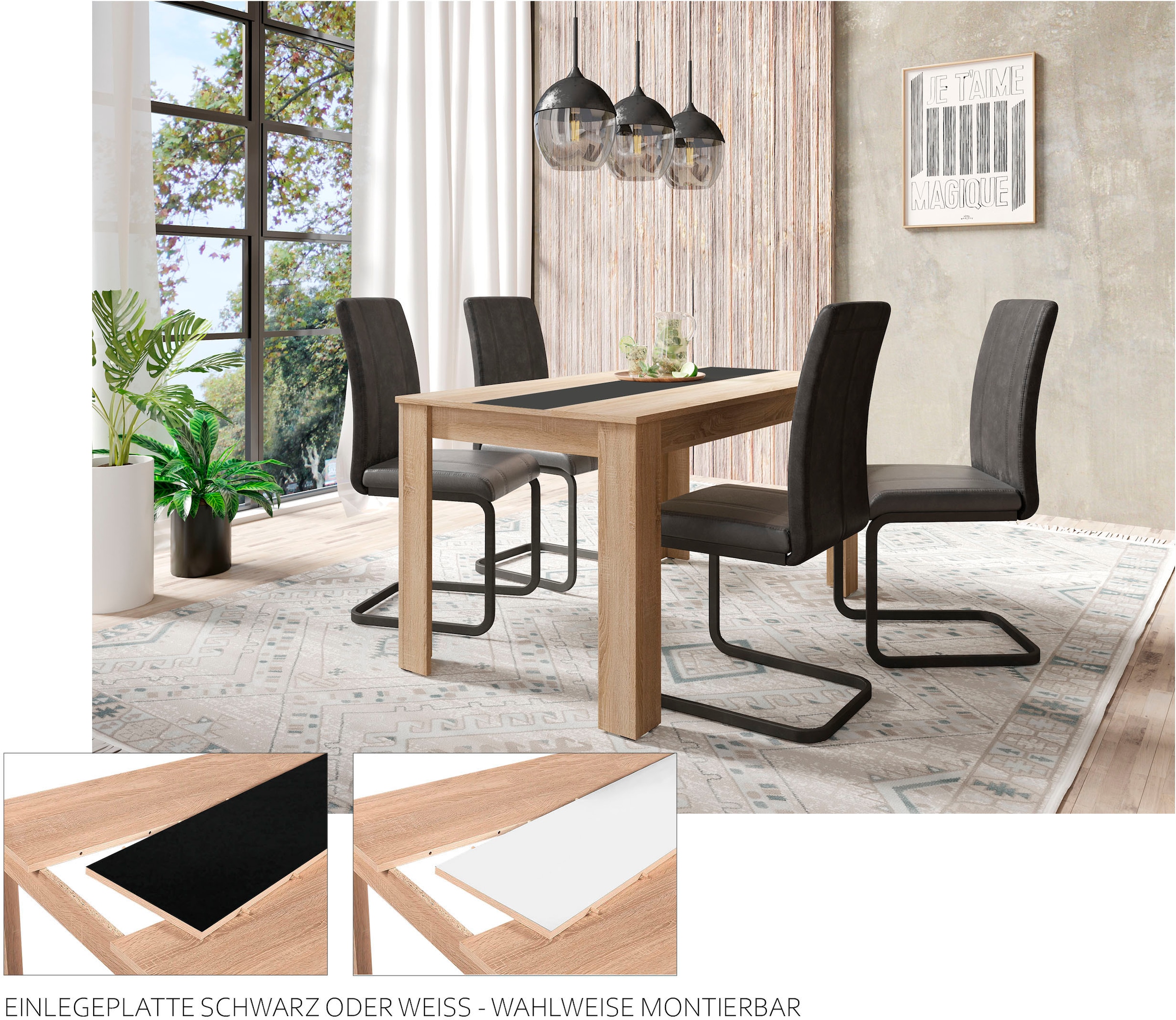 byLIVING Esstisch »Nori« Breite 120, 140 oder 160 cm, Mittelplatte wendbar