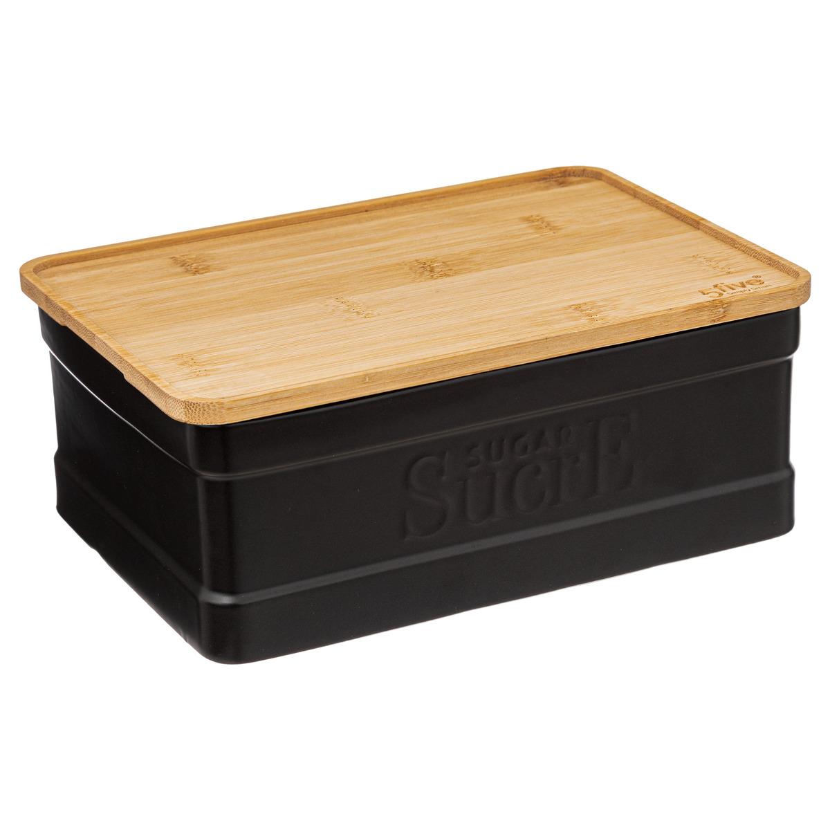 BOITE A SUCRE NATUREO CERAMIQUE COUVERCLE BAMBOU NOIR