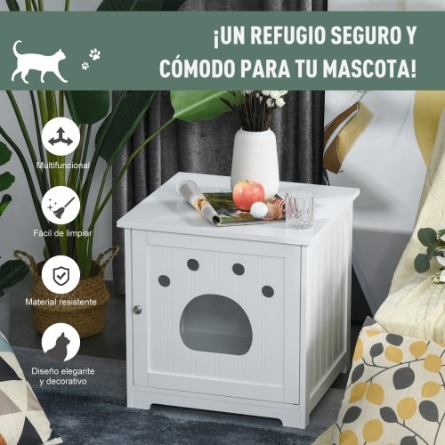 Casinha de madeira para gatos PawHut, branca