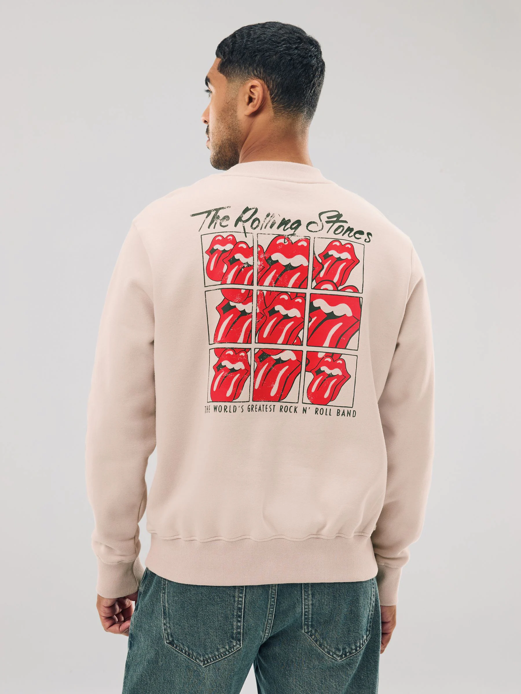 Ecru wit - Rolling Stones Licence Graphic Print Crew Sweatshirt