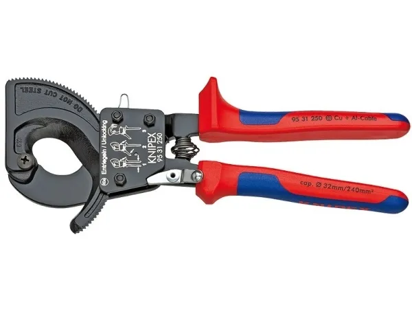 Knipex 95 31 250, Håndkabelskærer, Blå, Rød, Stål, Sort, Blå, Rød, 3,2 cm, REACH