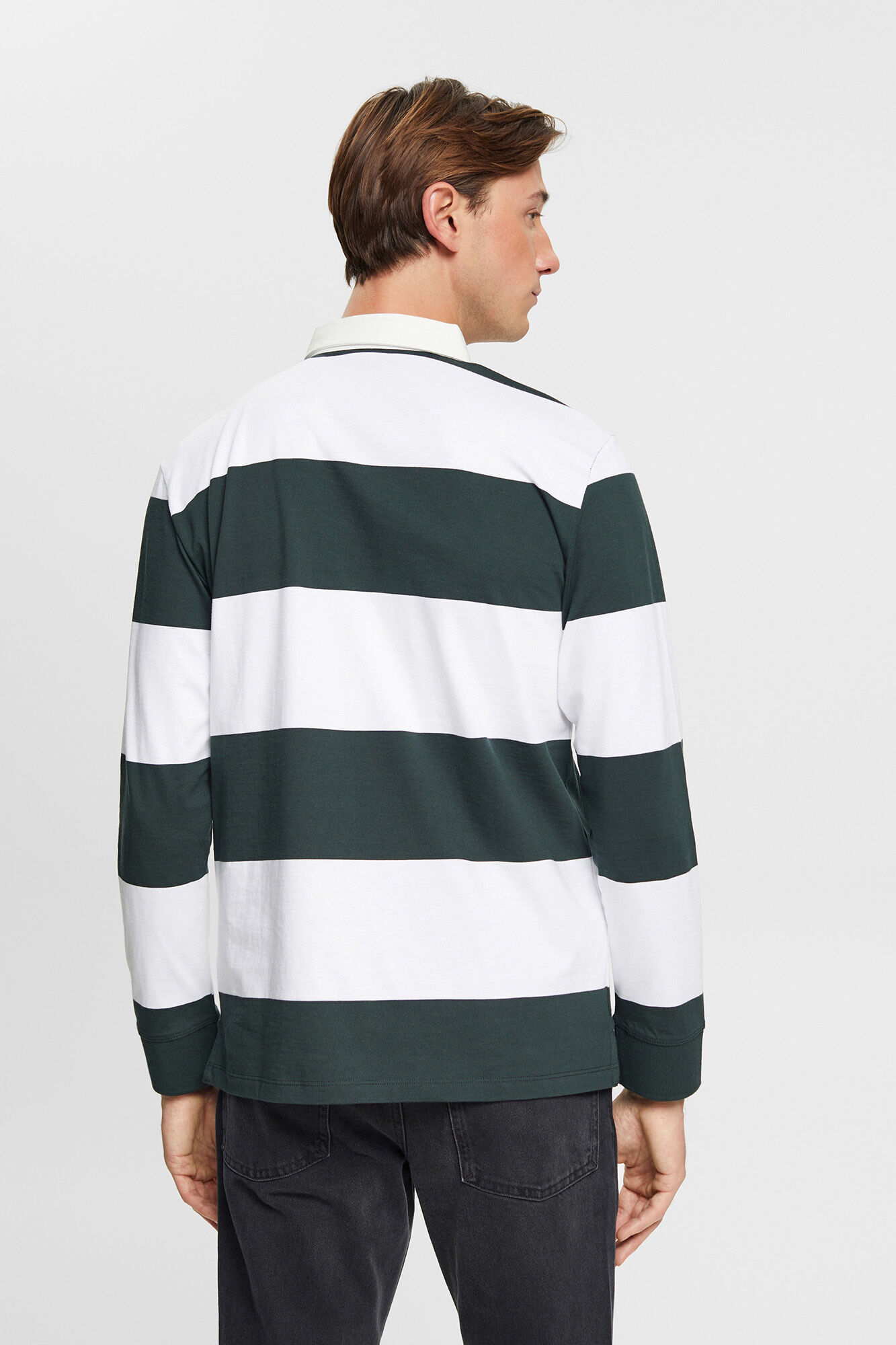 Camisa polo de manga comprida, color block - Estampa verde