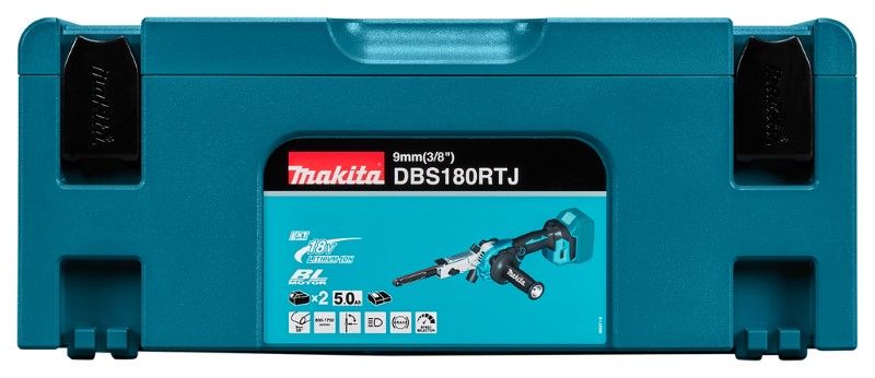 Makita DBS180RTJ 18V Li-ion accu stripschuurmachine set (2x5.Ah) in Mbox - 9mm