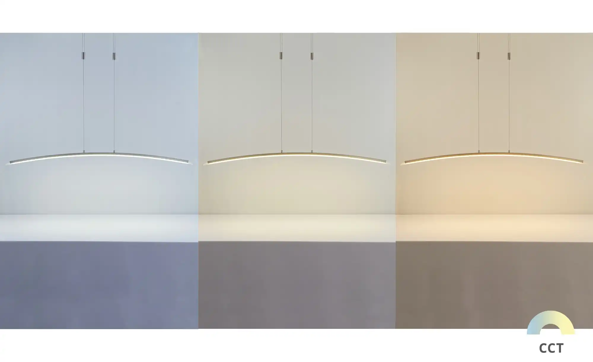 Fischer-Honsel LED-Pendelleuchte, Nickel-matt/Glas gebogen