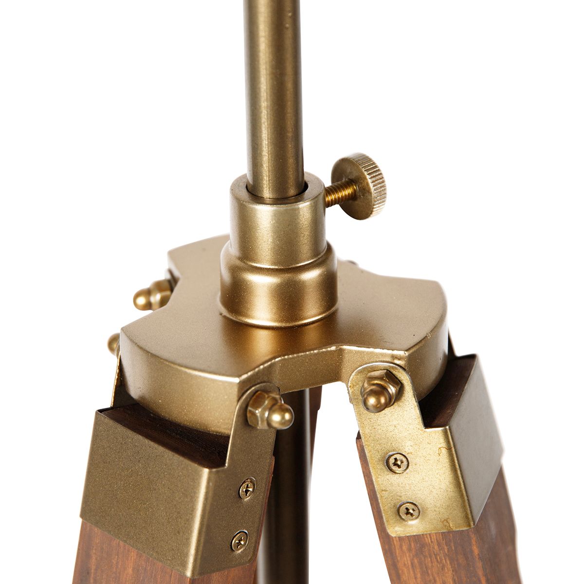 Industriële tripod vloerlamp brons met hout - Mangoes